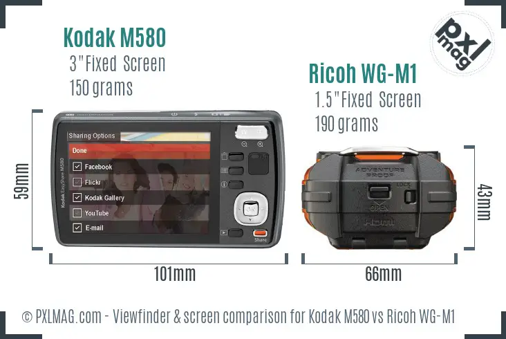 Kodak M580 vs Ricoh WG-M1 Screen and Viewfinder comparison Kodak M580 vs Ricoh WG-M1 Screen and Viewfinder comparison