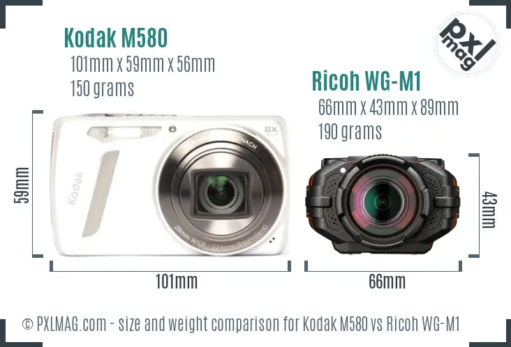 Kodak M580 vs Ricoh WG-M1 size comparison Kodak M580 vs Ricoh WG-M1 size comparison