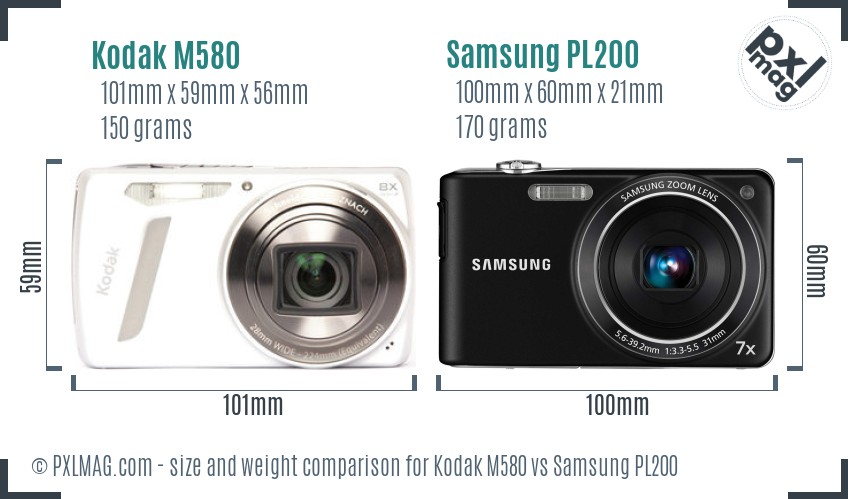 Kodak M580 vs Samsung PL200 size comparison Kodak M580 vs Samsung PL200 size comparison