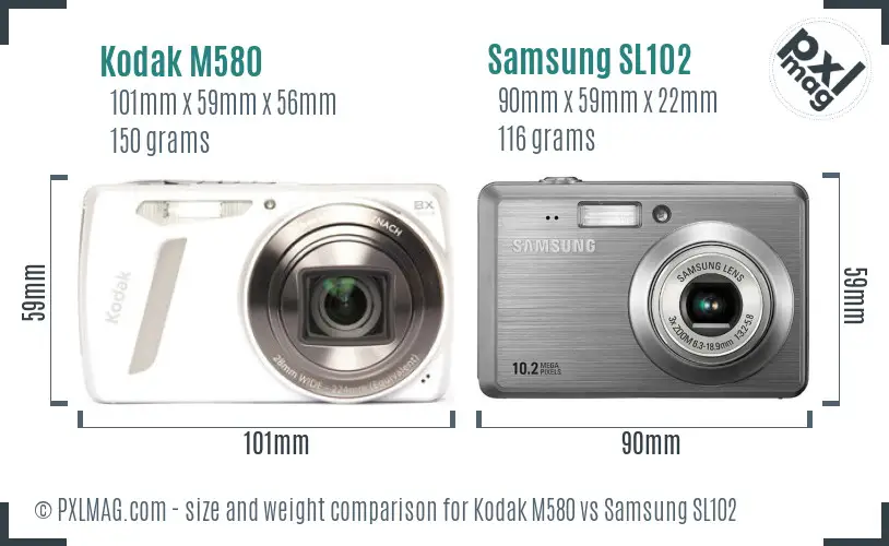 Kodak M580 vs Samsung SL102 size comparison