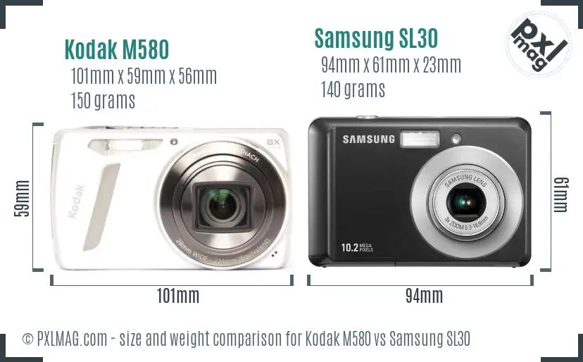 Kodak M580 vs Samsung SL30 size comparison Kodak M580 vs Samsung SL30 size comparison
