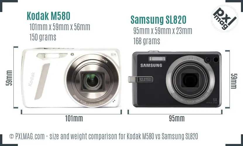 Kodak M580 vs Samsung SL820 size comparison