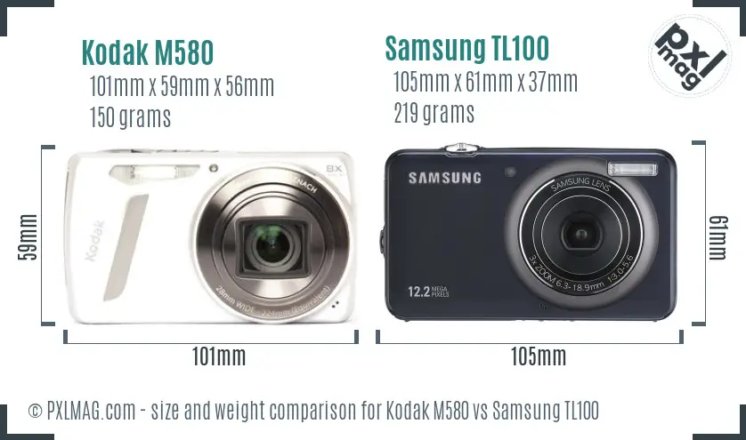 Kodak M580 vs Samsung TL100 size comparison Kodak M580 vs Samsung TL100 size comparison