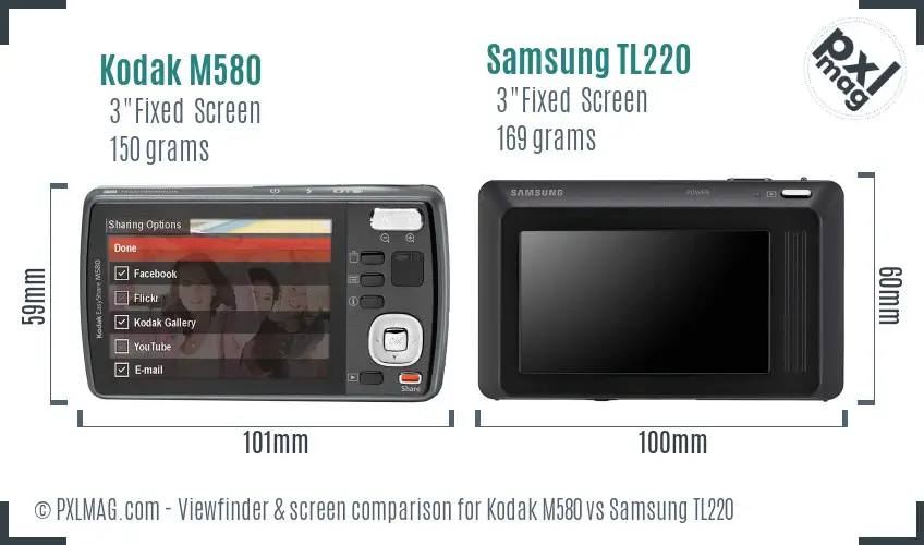Kodak M580 vs Samsung TL220 Screen and Viewfinder comparison Kodak M580 vs Samsung TL220 Screen and Viewfinder comparison