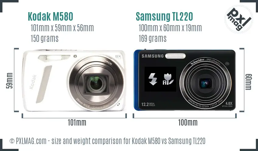 Kodak M580 vs Samsung TL220 size comparison Kodak M580 vs Samsung TL220 size comparison
