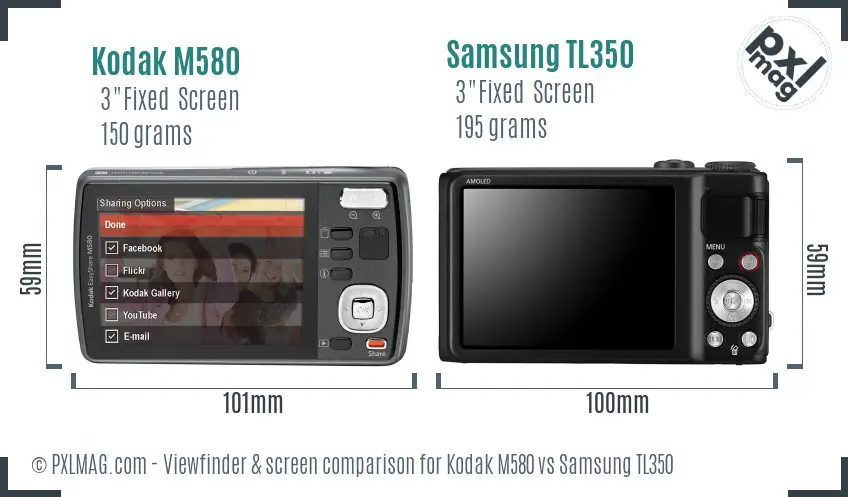 Kodak M580 vs Samsung TL350 Screen and Viewfinder comparison