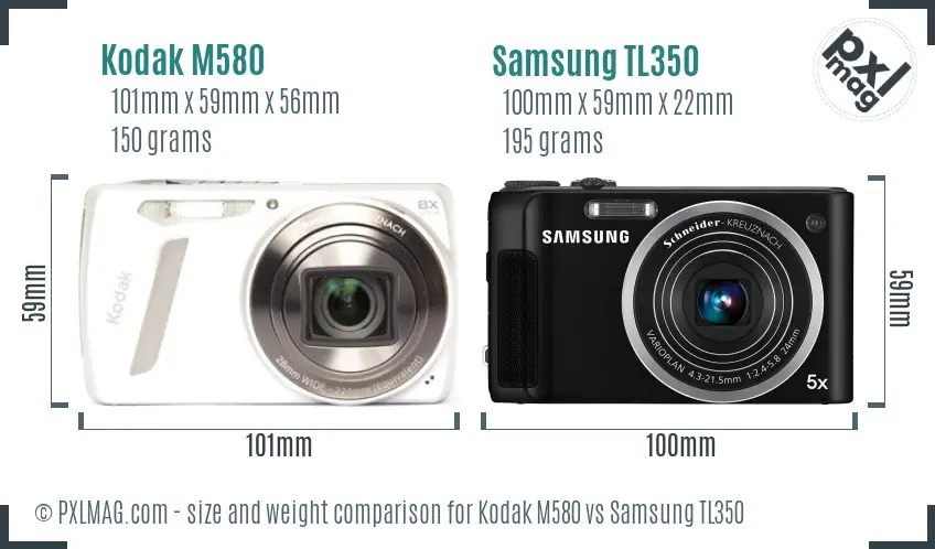 Kodak M580 vs Samsung TL350 size comparison