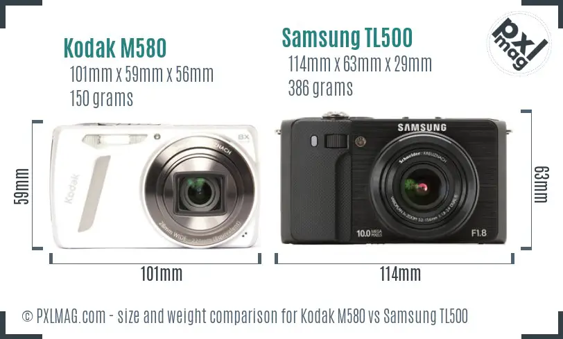 Kodak M580 vs Samsung TL500 size comparison