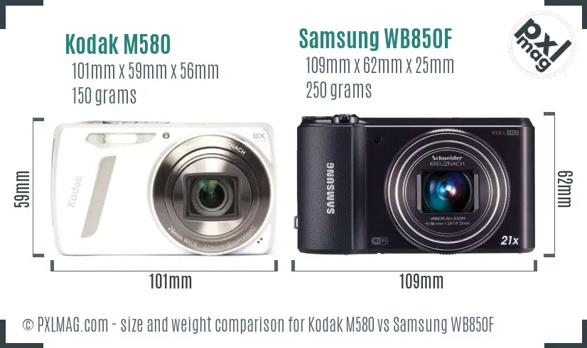 Kodak M580 vs Samsung WB850F size comparison Kodak M580 vs Samsung WB850F size comparison