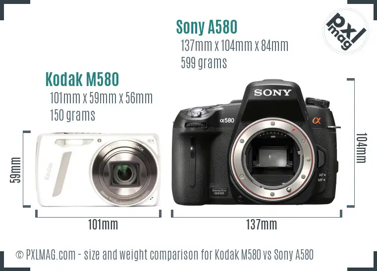 Kodak M580 vs Sony A580 size comparison