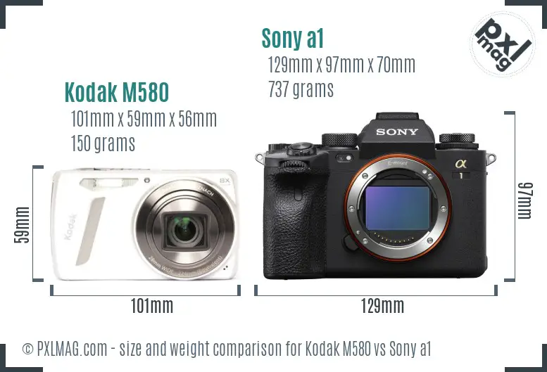 Kodak M580 vs Sony a1 size comparison