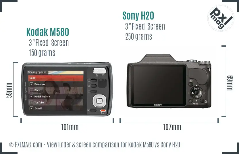 Kodak M580 vs Sony H20 Screen and Viewfinder comparison Kodak M580 vs Sony H20 Screen and Viewfinder comparison
