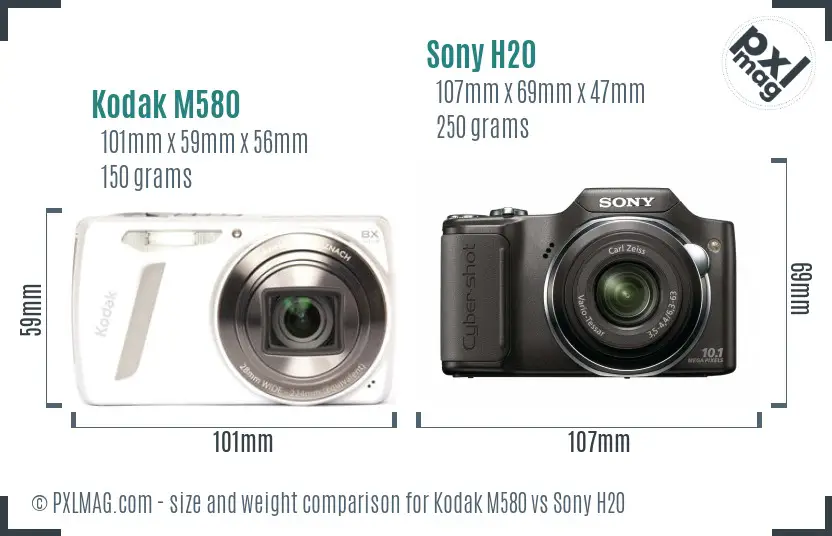 Kodak M580 vs Sony H20 size comparison Kodak M580 vs Sony H20 size comparison