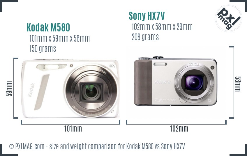 Kodak M580 vs Sony HX7V size comparison Kodak M580 vs Sony HX7V size comparison