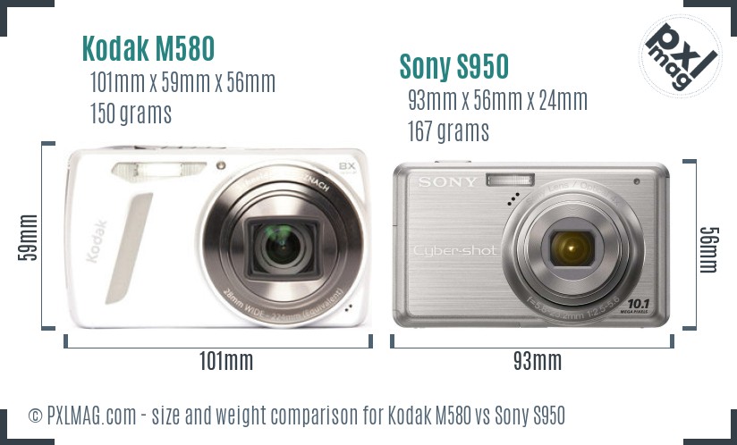 Kodak M580 vs Sony S950 size comparison
