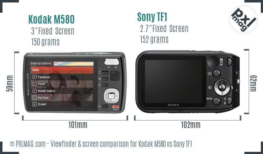 Kodak M580 vs Sony TF1 Screen and Viewfinder comparison