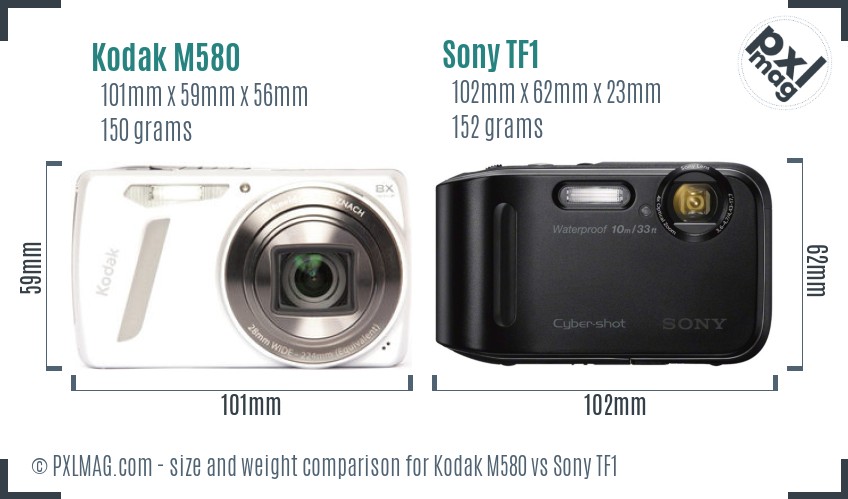 Kodak M580 vs Sony TF1 size comparison Kodak M580 vs Sony TF1 size comparison
