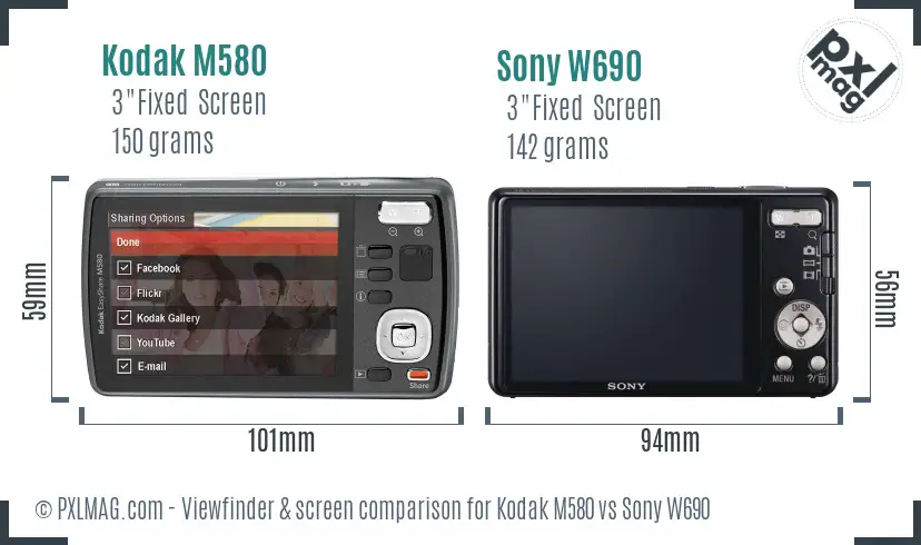 Kodak M580 vs Sony W690 Screen and Viewfinder comparison Kodak M580 vs Sony W690 Screen and Viewfinder comparison