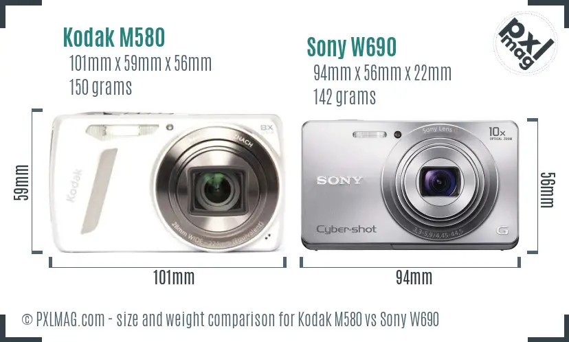 Kodak M580 vs Sony W690 size comparison Kodak M580 vs Sony W690 size comparison