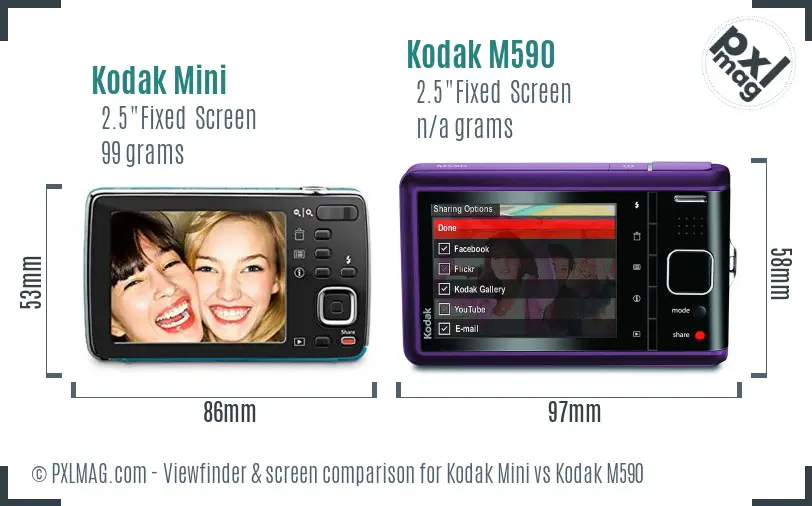 Kodak Mini vs Kodak M590 Screen and Viewfinder comparison