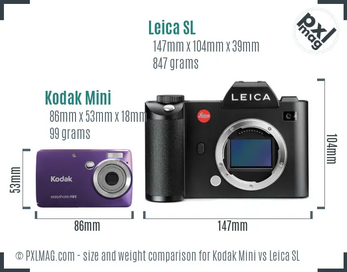 Kodak Mini vs Leica SL size comparison