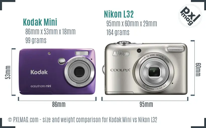 Kodak Mini vs Nikon L32 size comparison