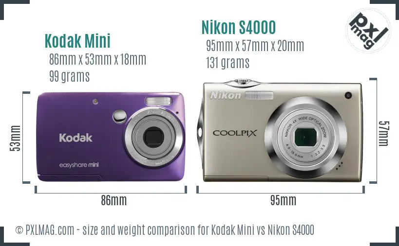 Kodak Mini vs Nikon S4000 size comparison Kodak Mini vs Nikon S4000 size comparison