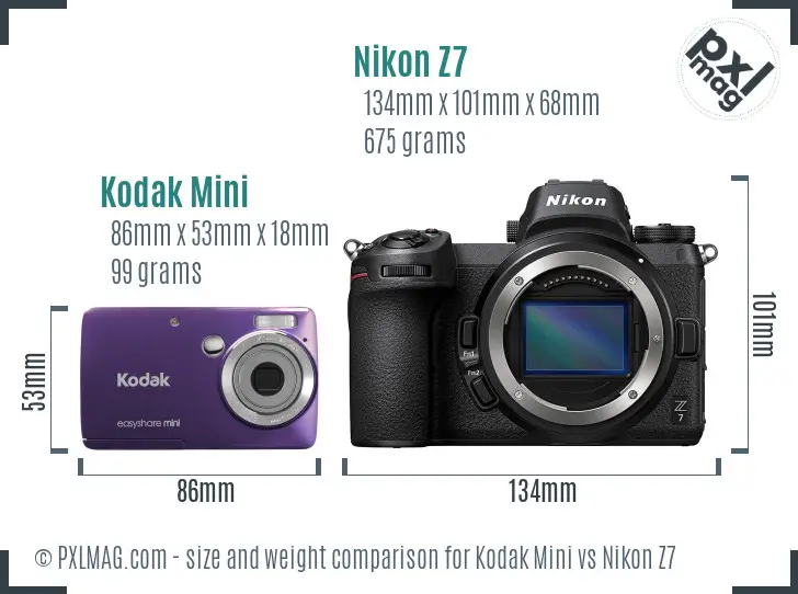 Kodak Mini vs Nikon Z7 size comparison
