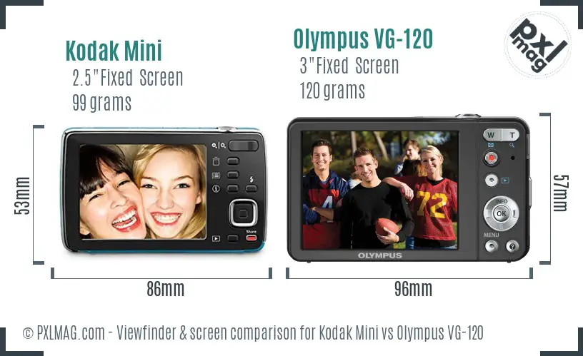 Kodak Mini vs Olympus VG-120 Screen and Viewfinder comparison Kodak Mini vs Olympus VG-120 Screen and Viewfinder comparison