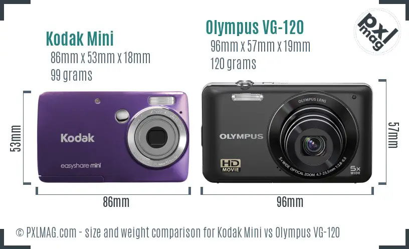 Kodak Mini vs Olympus VG-120 size comparison Kodak Mini vs Olympus VG-120 size comparison