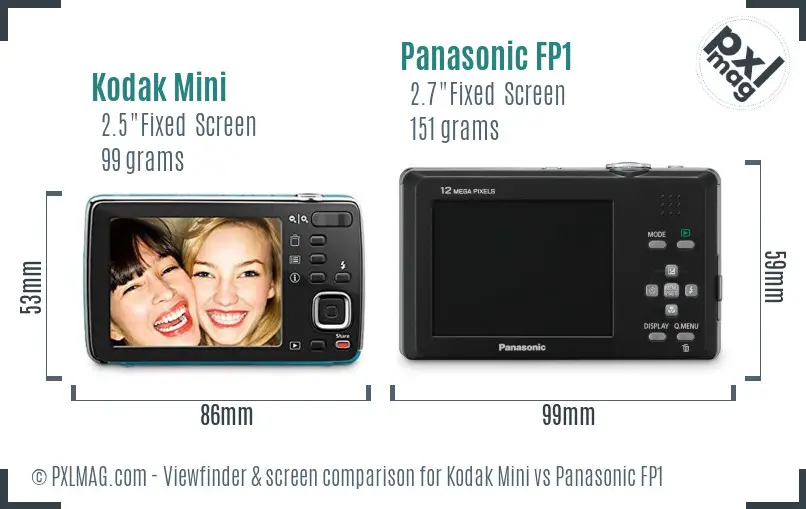 Kodak Mini vs Panasonic FP1 Screen and Viewfinder comparison
