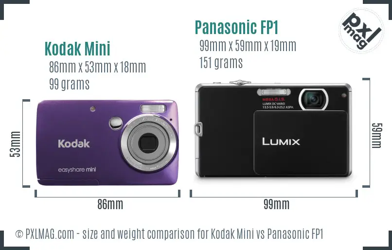 Kodak Mini vs Panasonic FP1 size comparison