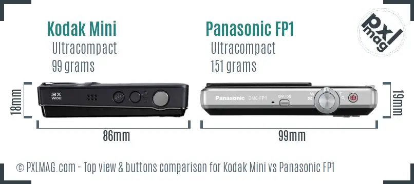Kodak Mini vs Panasonic FP1 top view buttons comparison