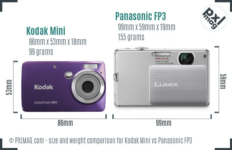 Kodak Mini vs Panasonic FP3 size comparison