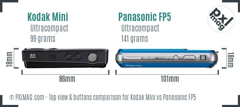 Kodak Mini vs Panasonic FP5 top view buttons comparison