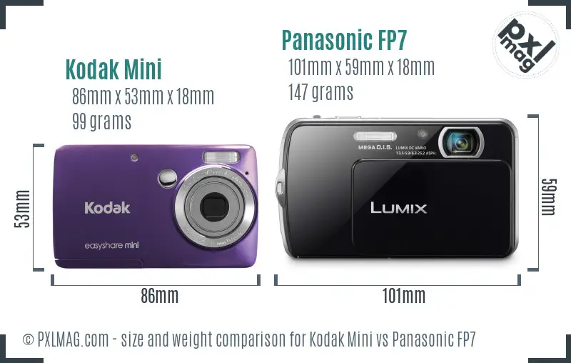 Kodak Mini vs Panasonic FP7 size comparison