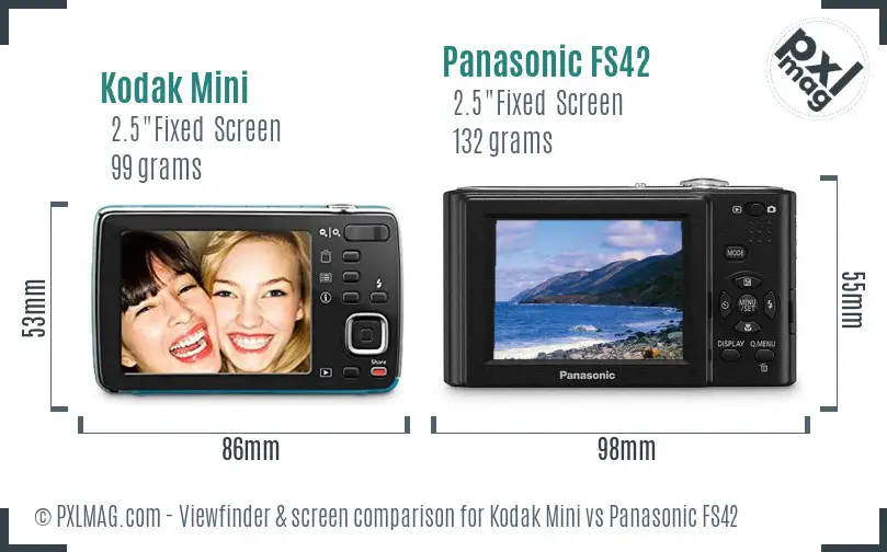 Kodak Mini vs Panasonic FS42 Screen and Viewfinder comparison