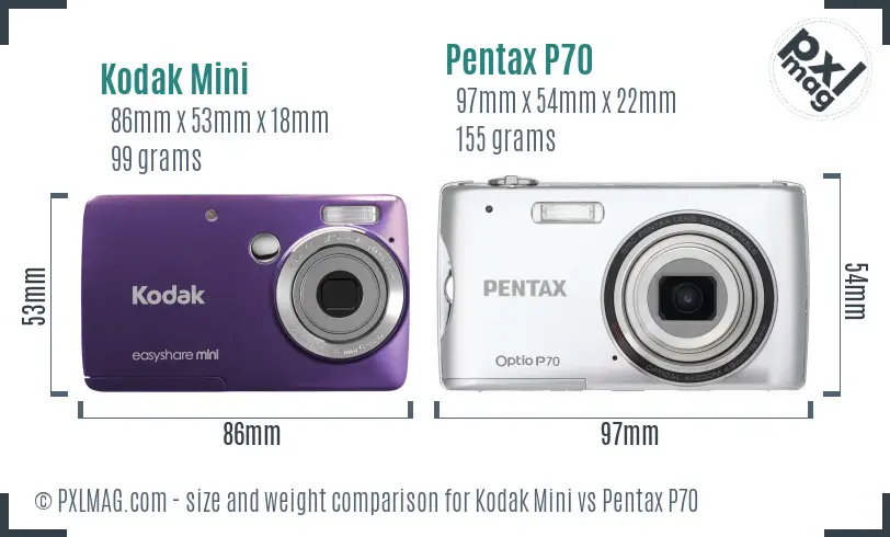 Kodak Mini vs Pentax P70 size comparison
