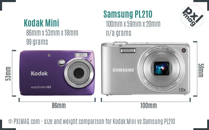 Kodak Mini vs Samsung PL210 size comparison Kodak Mini vs Samsung PL210 size comparison