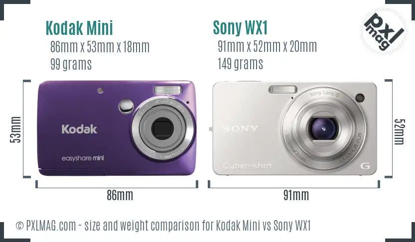 Kodak Mini vs Sony WX1 size comparison Kodak Mini vs Sony WX1 size comparison