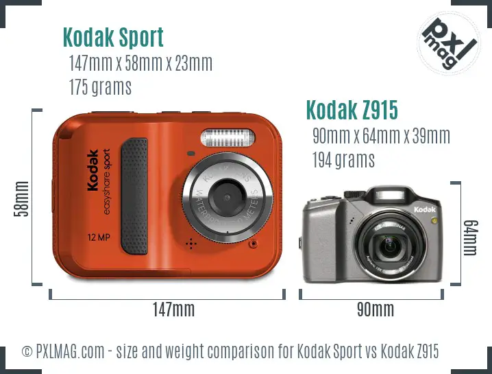 Kodak Sport vs Kodak Z915 size comparison Kodak Sport vs Kodak Z915 size comparison
