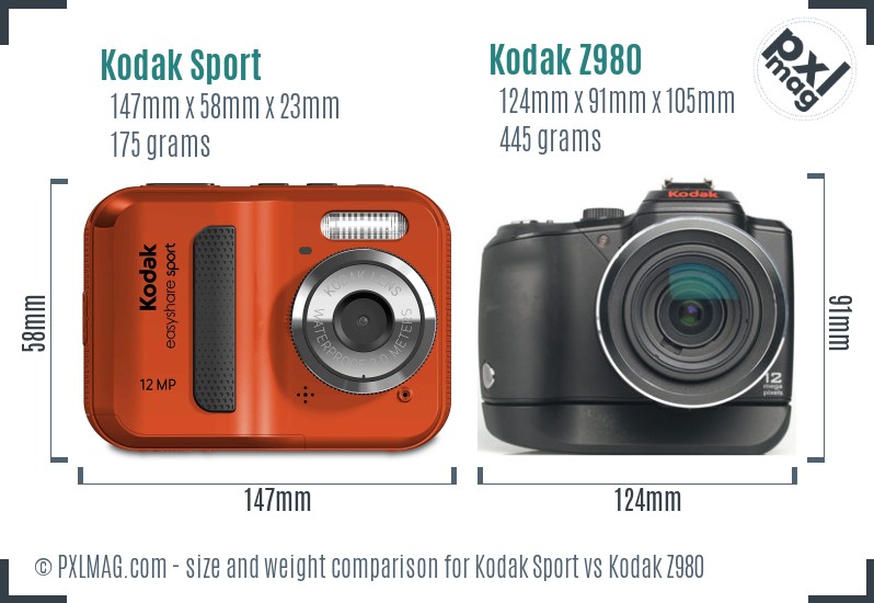 Kodak Sport vs Kodak Z980 size comparison Kodak Sport vs Kodak Z980 size comparison