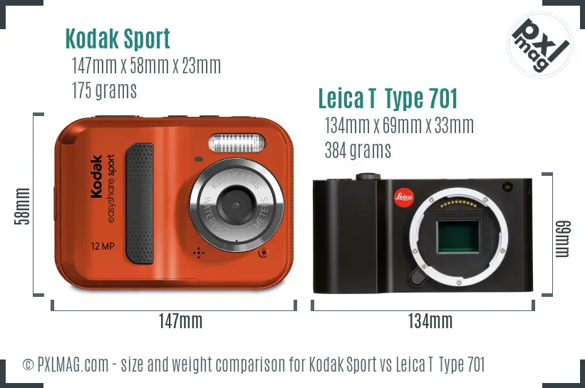 Kodak Sport vs Leica T  Type 701 size comparison