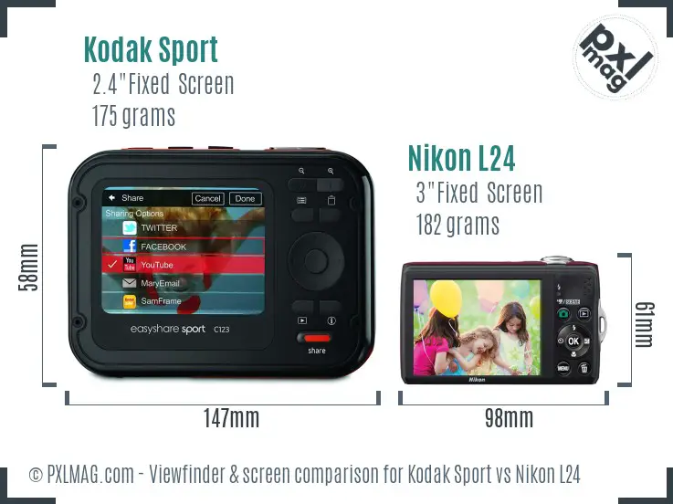 Kodak Sport vs Nikon L24 Screen and Viewfinder comparison Kodak Sport vs Nikon L24 Screen and Viewfinder comparison