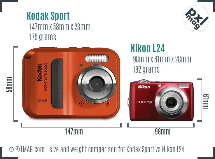 Kodak Sport vs Nikon L24 size comparison Kodak Sport vs Nikon L24 size comparison
