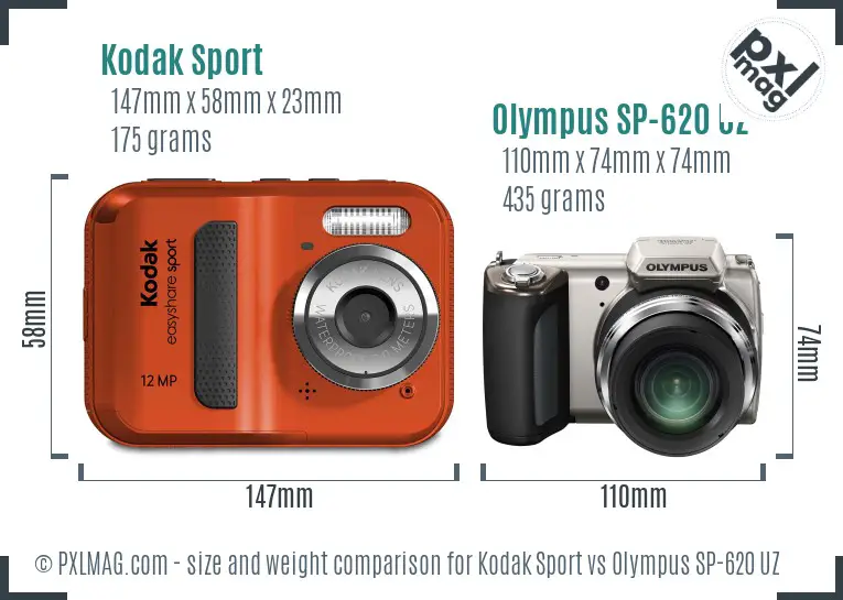 Kodak Sport vs Olympus SP-620 UZ size comparison Kodak Sport vs Olympus SP-620 UZ size comparison