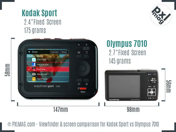 Kodak Sport vs Olympus 7010 Screen and Viewfinder comparison Kodak Sport vs Olympus 7010 Screen and Viewfinder comparison
