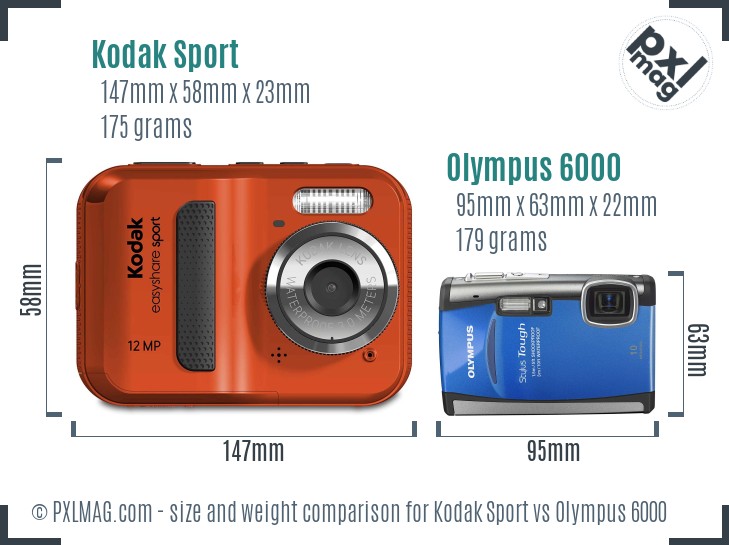Kodak Sport vs Olympus 6000 size comparison Kodak Sport vs Olympus 6000 size comparison