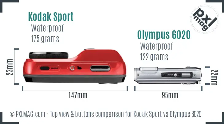 Kodak Sport vs Olympus 6020 top view buttons comparison