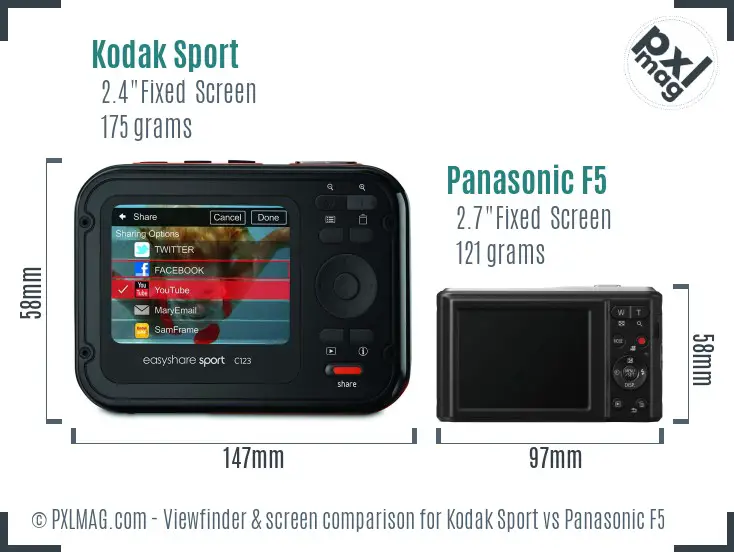 Kodak Sport vs Panasonic F5 Screen and Viewfinder comparison
